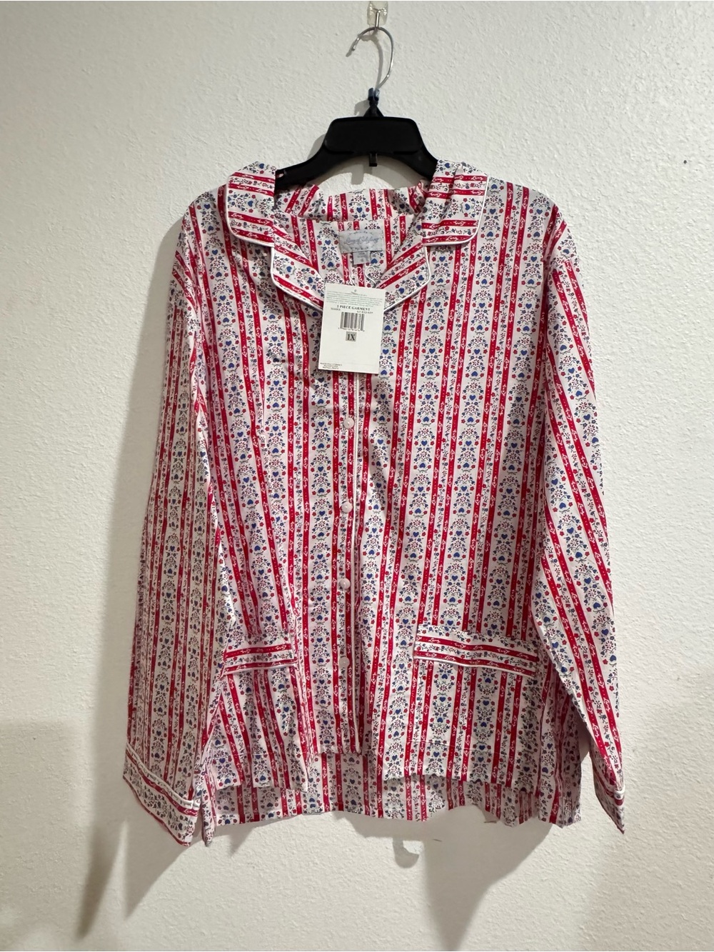 Lanz of Salzburg Red & White Striped Floral Pajama Set